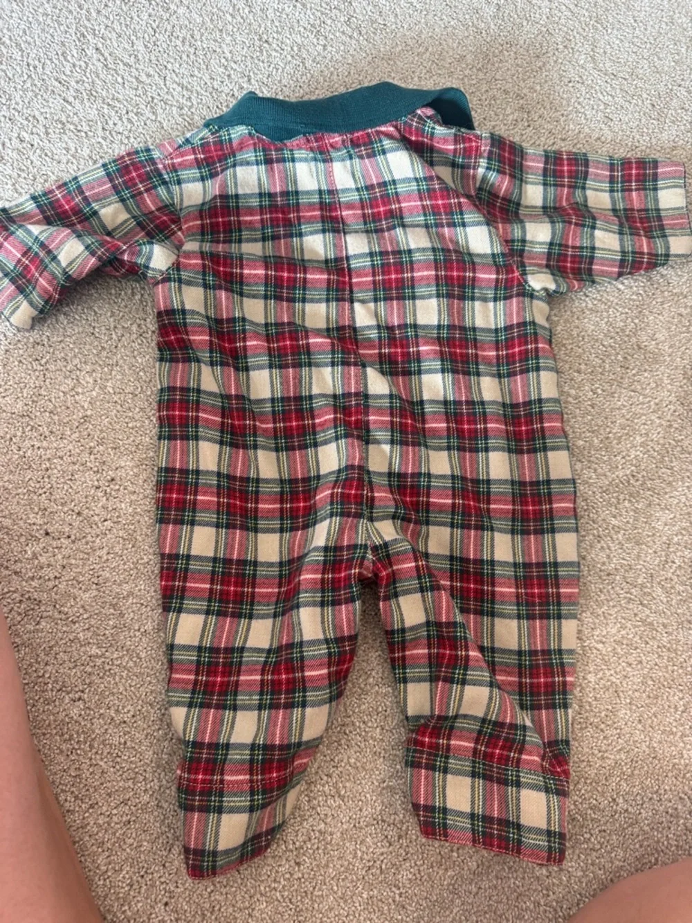 The Children's Place vintage Red Green Plaid Button short sleeve Romper jumpsuit